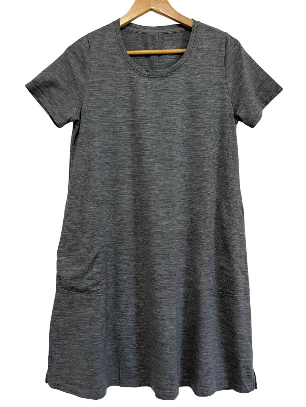 Woolx Georgie Dress All Season Short Sleeve A-Line Gray Size Medium